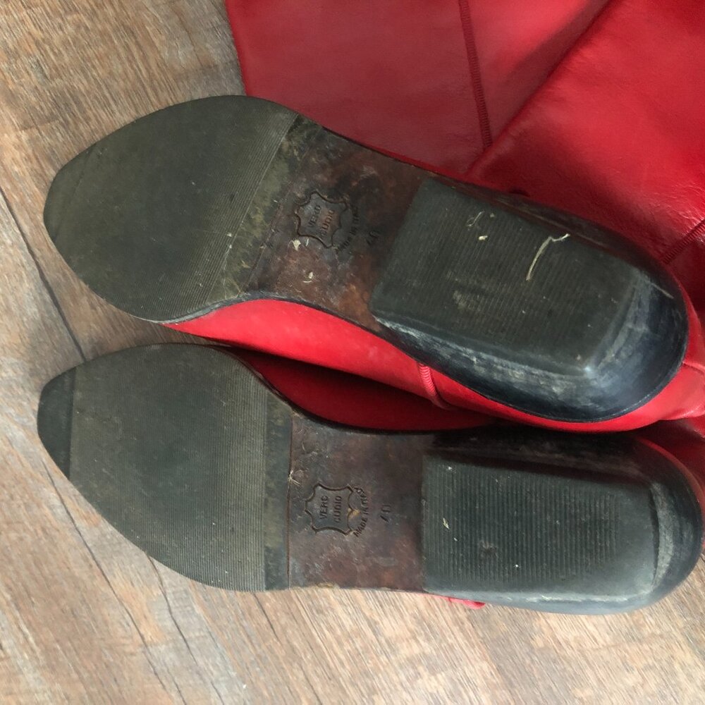 Vintage Arnold Churgin Red Leather Boots - Calf High Boots - Fits like US 8 - Picture 3 of 14